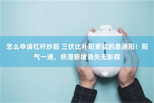 怎么申请杠杆炒股 三伏比补阳更猛的是通阳！阳气一通，痰湿瘀堵消失无影踪
