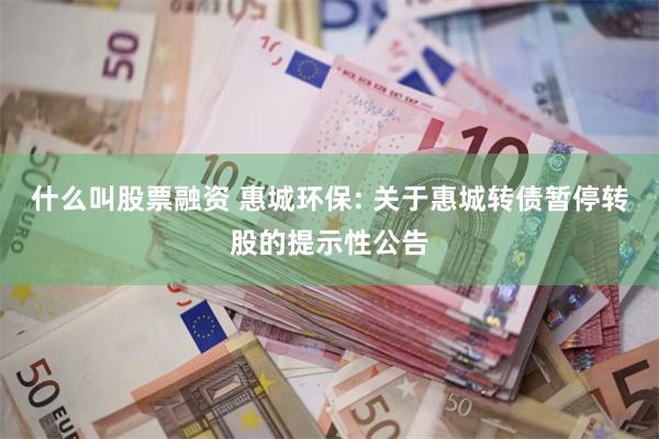 什么叫股票融资 惠城环保: 关于惠城转债暂停转股的提示性公告