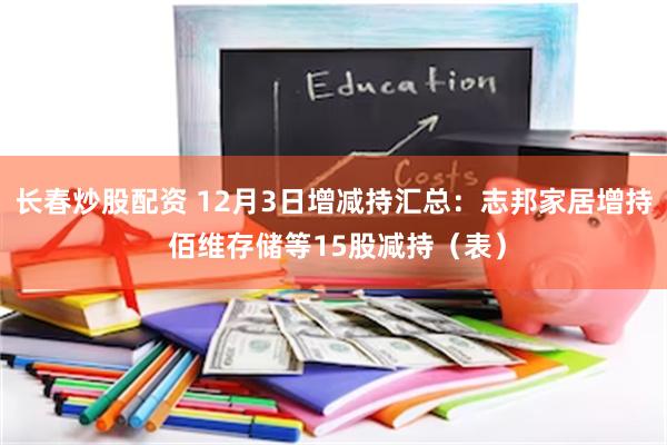 长春炒股配资 12月3日增减持汇总：志邦家居增持 佰维存储等15股减持（表）